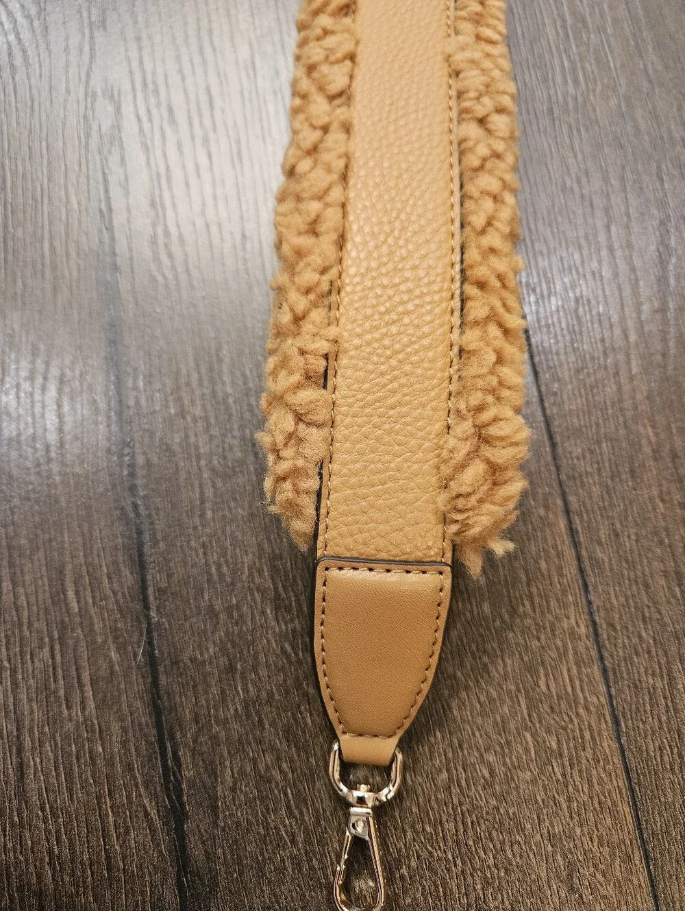 NEW Michael Kors Sherpa Teddy Leather Wide Bag Strap From Mirella Bag Camel Gold